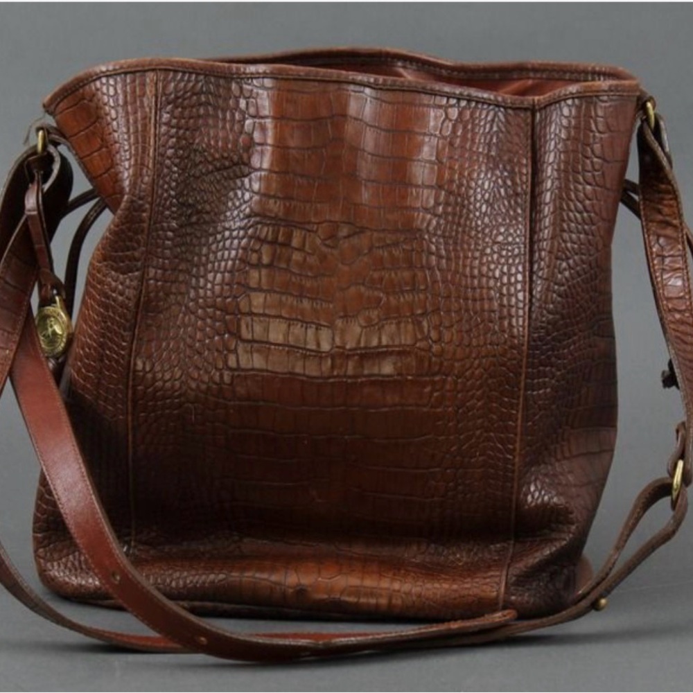 Vintage Brahmin Melbourne Croc-Embossed Brown Shoulder Bag